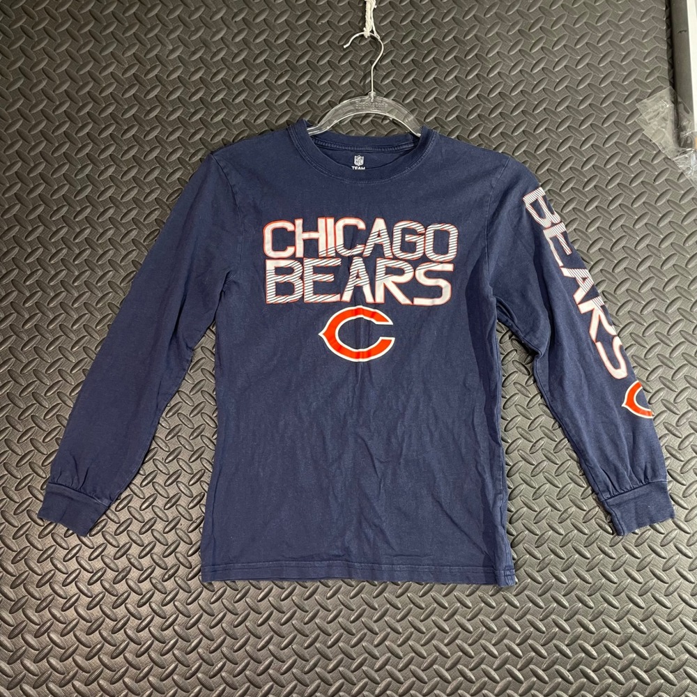 Chicago Bears Navy Blue Long Sleeve Graphic Print NFL‎ Team Shirt Youth Size L